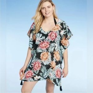 New Kona Sol Multicolor Floral Swim Cover Up Size Medium